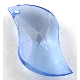 Acrylic pendant, leaf, transparent, blue
