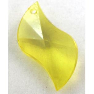 Acrylic pendant, leaf, transparent, yellow