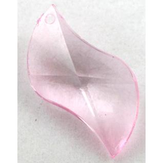 Acrylic pendant, leaf, transparent, pink