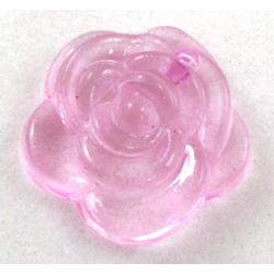 Acrylic pendant, rose-flower, transparent, hot-pink