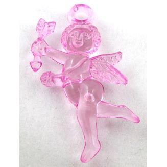 Acrylic pendant, angel, transparent, hot-pink