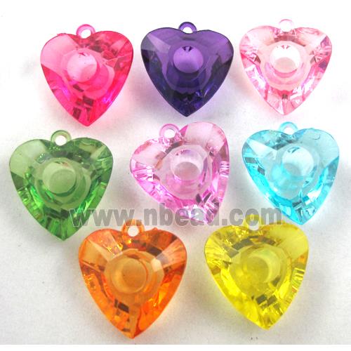 Acrylic pendant, heart, transparent, mixed color