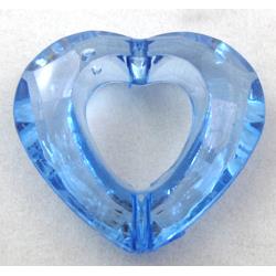 Acrylic bead, heart, transparent, blue