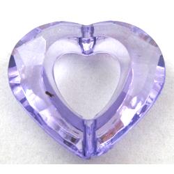 Acrylic bead, heart, transparent, lavender