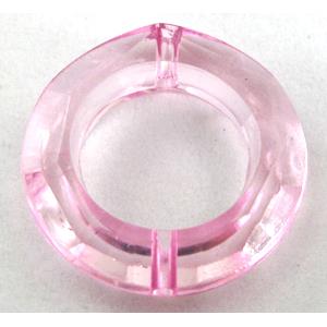 Acrylic bead, ring, transparent, pink
