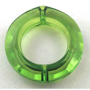 Acrylic bead, ring, transparent, green