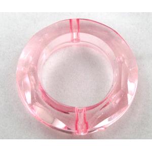 Acrylic bead, ring, transparent, pink
