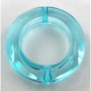 Acrylic bead, ring, transparent, aqua