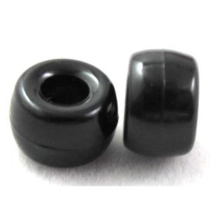 plastic beads, barrel, black