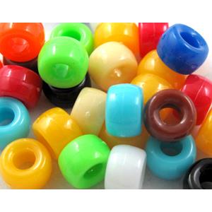 plastic beads, barrel, mixed color