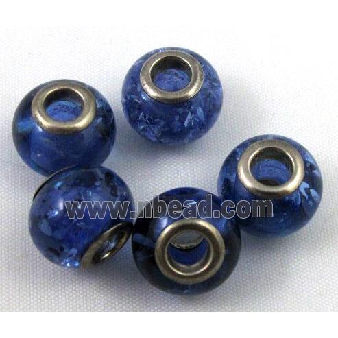 Amber Beads, NR, rondelle, blue