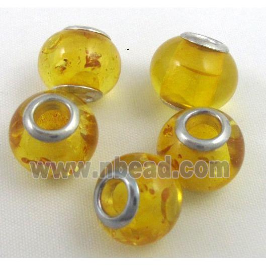 Amber Beads, NR, rondelle, yellow