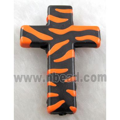 Zebra Resin Cross Beads Orange