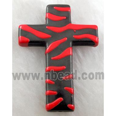 Zebra Resin Cross Beads Red