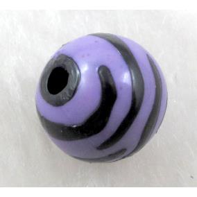 Round Resin Beads Zebra Purple