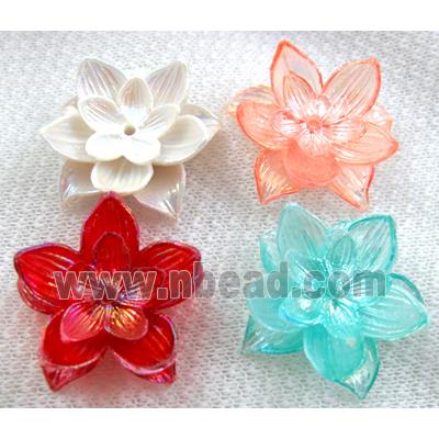 Resin Beads, Flower, AB-Color, Mixed