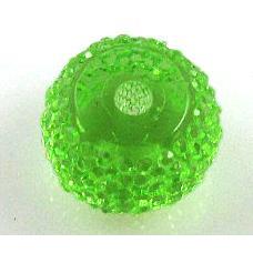 resin rhinestone bead, rondelle, green