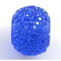 resin rhinestone bead, rondelle, blue