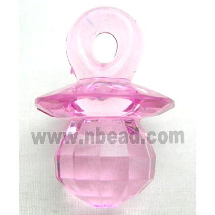Acrylic Pendant, lantern, faceted, transparent, pink
