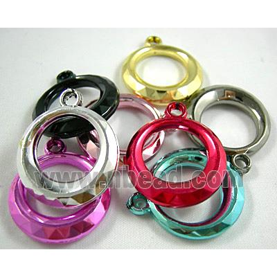 Ring Pendant, Mix Color Faceted Plastic Beads