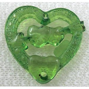 Acrylic bead pendant, heart, green