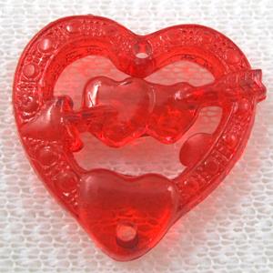 Acrylic bead pendant, heart, mixed color