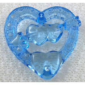Acrylic bead pendant, heart, blue