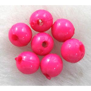 Plastic round Beads, Hot pink