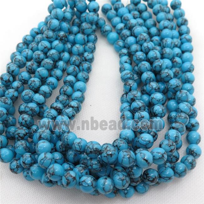 blue Assembled Turquoise round beads