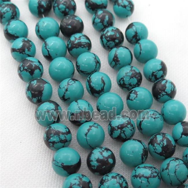 green Assembled Turquoise round beads