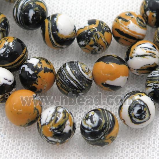 Synthetic Malachite beads, round, tigerSkin