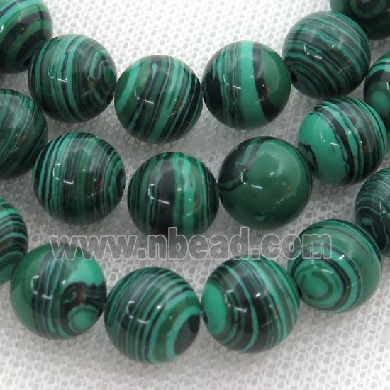 Synthetic Malachite beads, round, green