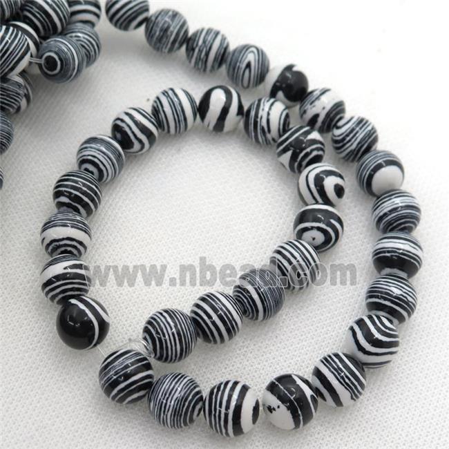 Synthetic Malachite beads, round, zebra