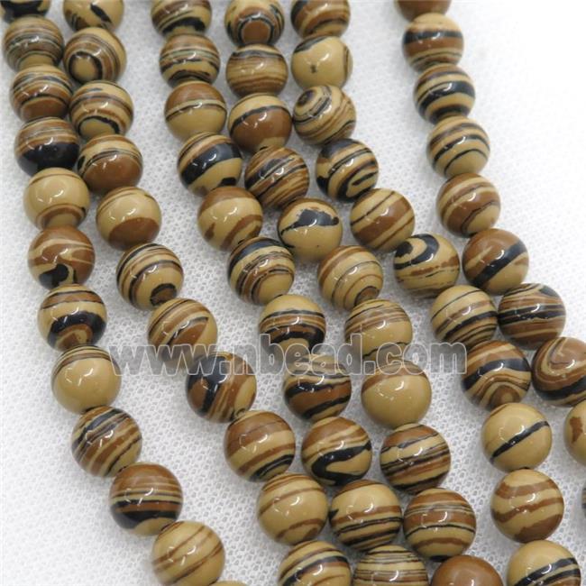 Synthetic Malachite beads, round, yellow