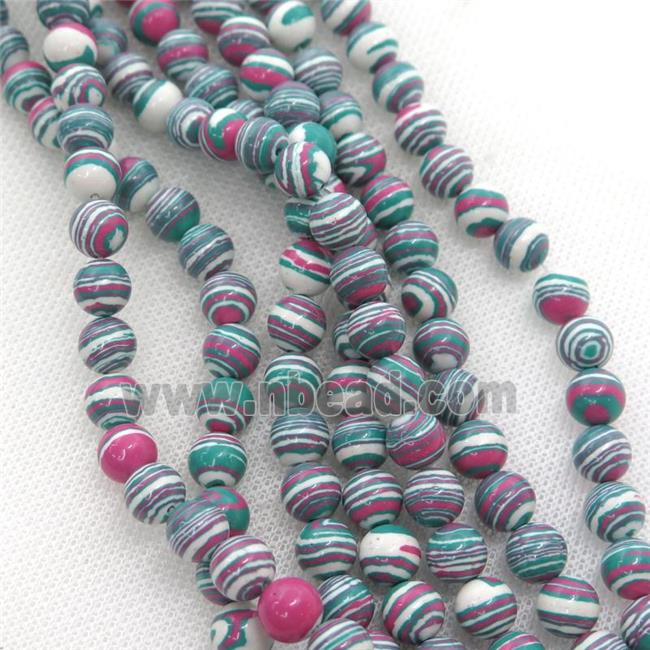 Synthetic Malachite beads, round, multicolor