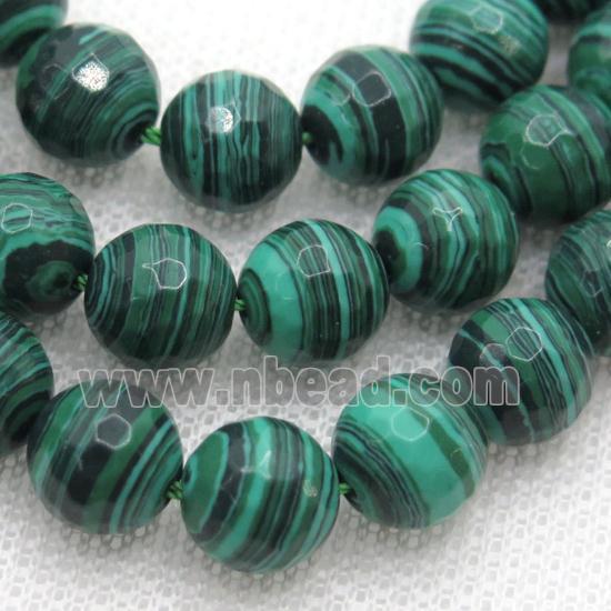 Synthetic Malachite beads, faceted round, green