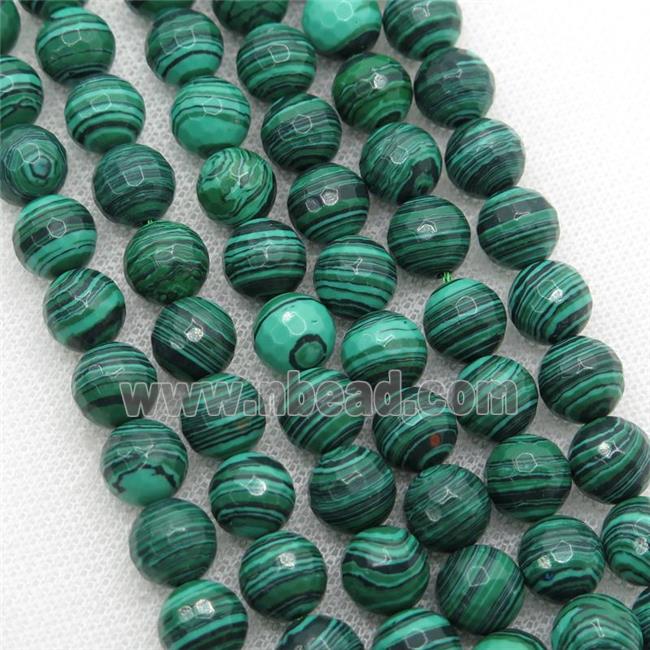 Synthetic Malachite beads, faceted round, green