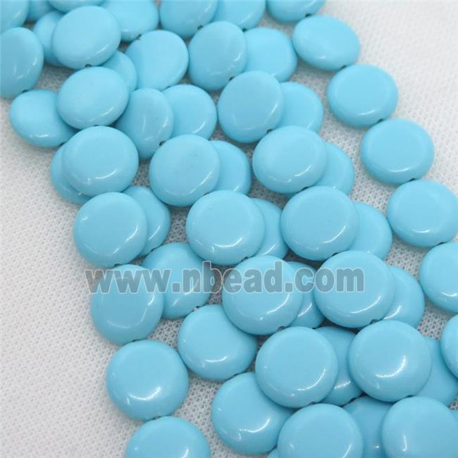 blue Synthetic Turquoiuse beads, circle coin