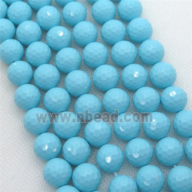 blue Synthetic Turquoiuse beads, faceted round