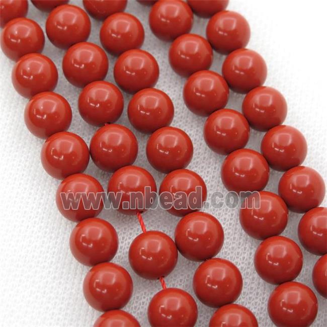 Synthetic red Coral Beads, round