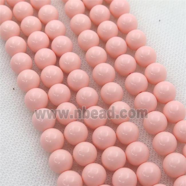 Synthetic Coral Beads, pink, round