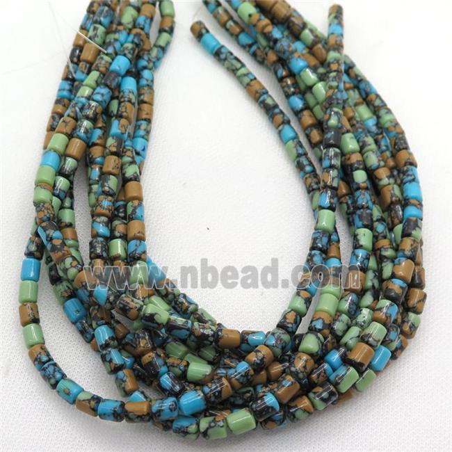 Assembled Turquoise tube beads, multicolor