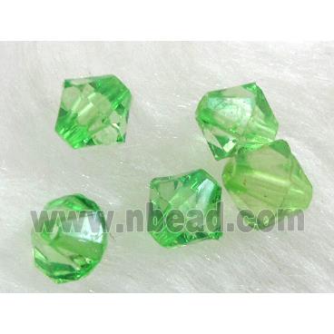Acrylic beads, transparent, bicone, green
