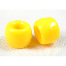 plastic beads, barrel, yellow