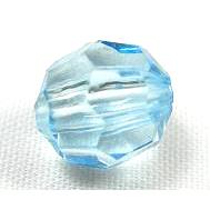 transparent Acrylic Beads, faceted round, aqua