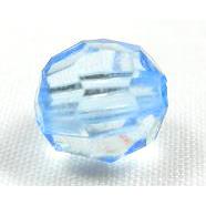 transparent Acrylic Beads, faceted round, blue