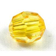 transparent Acrylic Beads, faceted round, yellow