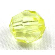 transparent Acrylic Beads, faceted round, lt.yellow