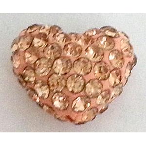 fimo bead with Czech rhinestone, heart