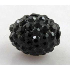 Resin bead pave rhinestone, oval, black